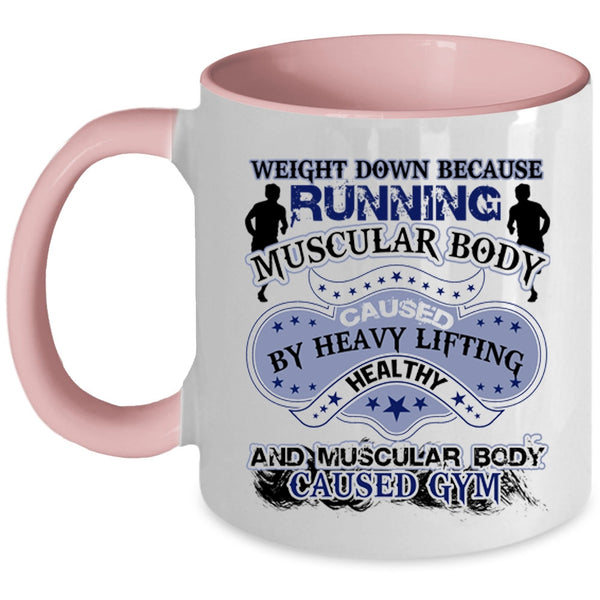 Muscular Body Caused Gym Coffee Mug, Running Muscular Body Accent Mug