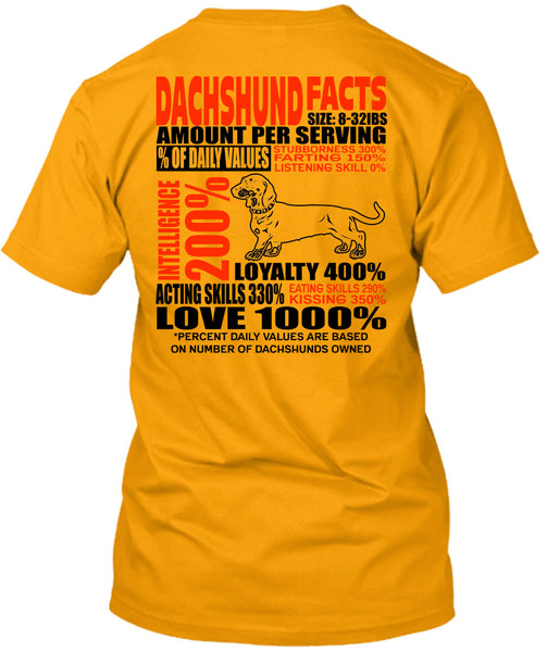 Dachshund Facts T Shirt, I Love Dachshund T Shirt