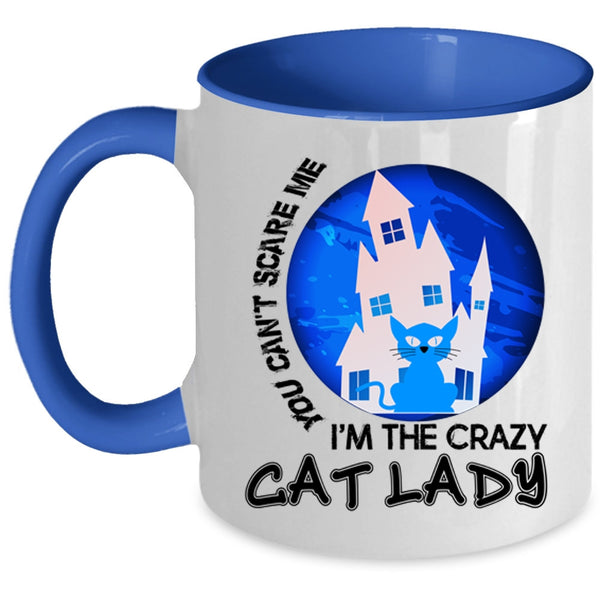 Cool Halloween Coffee Mug, I'm The Crazy Cat Lady Accent Mug