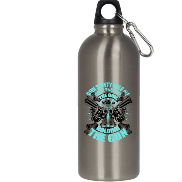 The Girl Holding The Gun 20 oz Stainless Steel Bottle,Funny Gift For Gunner Outdoor Sports Water Bottle