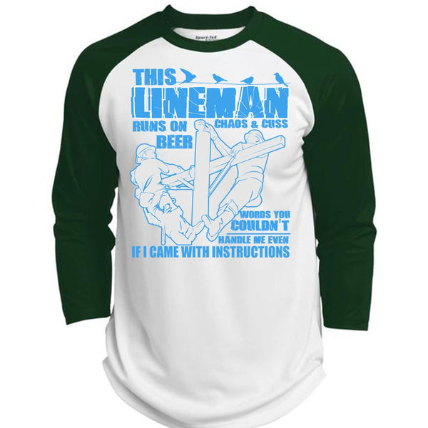 This Lineman Runs On Beer T Shirt, I Came With Instructions T Shirt, Awesome T-Shirts  (Polyester Game Baseball Jersey)