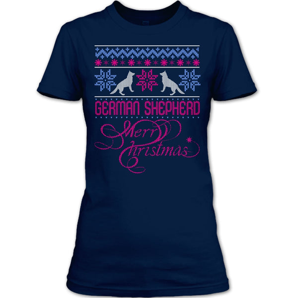 German Shepherd T Shirt, Merry Christmas T Shirt