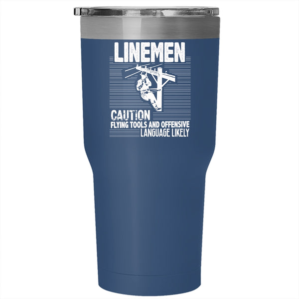 Linemen Tumbler 30 oz Stainless Steel, Awesome Lineman Travel Mug