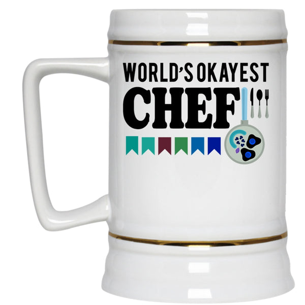 Cool Gift For Chef Beer Stein 22oz, World's Okayest Chef Beer Mug