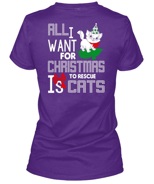 All I Want For Christmas To Rescue Is Cats T Shirt, Pet My Cat T Shirt