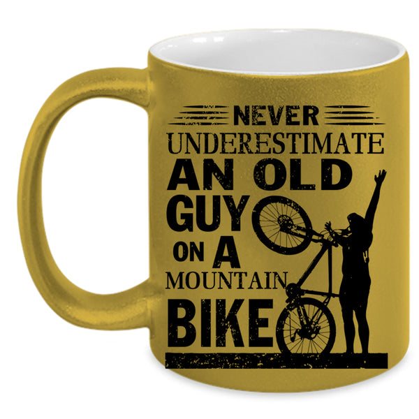Bike Grandpas Coffee Mug, An Old Guy On A Mountain Bike Accent Mug