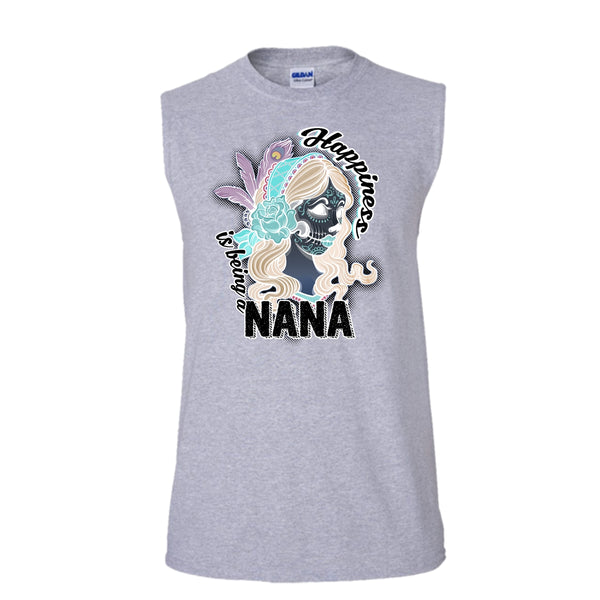 Happiness Is Being A Nana T Shirt, Gift For Nana Tank Top (Men's Cotton Sleeveless)