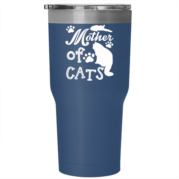 Mother Of Cats Tumbler 30 oz Stainless Steel, Gift For Cat Mom Travel Mug