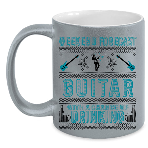 Chance Of Drinking Coffee Mug, Weekend Forecast Guitar Accent Mug