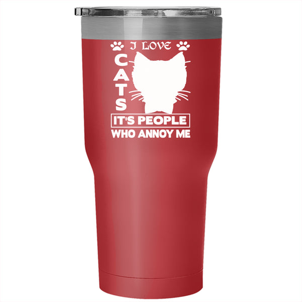 I Love Cats Tumbler 30 oz Stainless Steel, Cute Gift For Cat Lovers Travel Mug