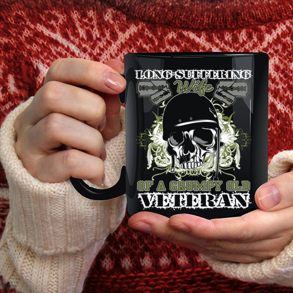 Long Suffering Wife Of A Grumpy Old Veteran Coffee Mug, Cool Coffee Cup