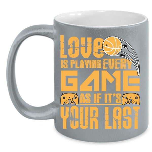 Love Is Playing Every Game Coffee Mug, Funny Gift For Gamers Coffee Cup