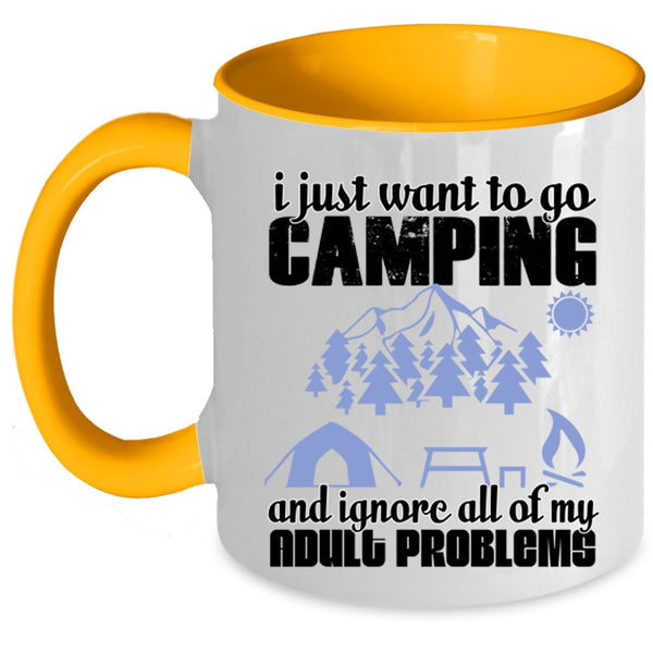 Funny Camping Coffee Mug, I Just Want To Go Camping Accent Mug