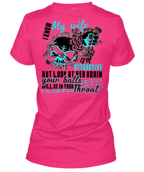 I Know My Wife T Shirt, Being A Wife T Shirt, Cool Shirt (Ladies LS Heather V-Neck)