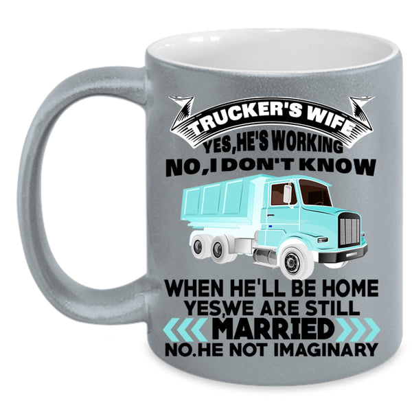 Cool Just Married Coffee Mug, Trucker's Wife Accent Mug