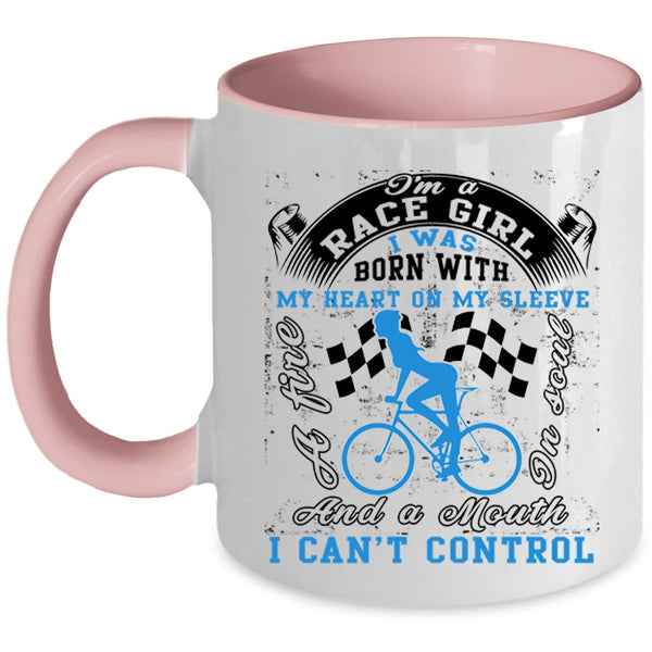 I Was Born With My Heart Coffee Mug, I'm A Race Girl Accent Mug