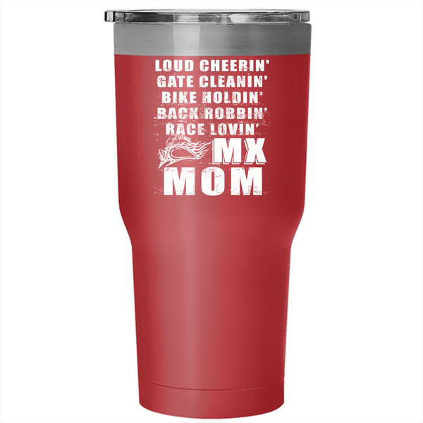 Loud Cheering Gate Cleaning Tumbler 30 oz Stainless Steel, Bike Holding Race Loving Travel Mug
