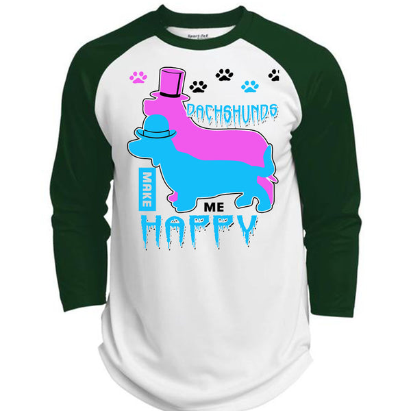 Dachshunds Make Me Happy T Shirt, I Love My Dogs T Shirt, Awesome T-Shirts  (Polyester Game Baseball Jersey)