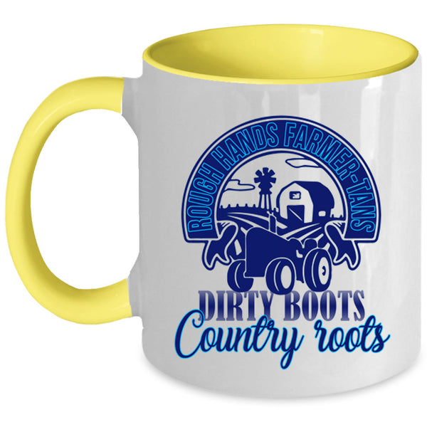 Dirt Boots Coffee Mug, Rough Hands Farmer Tans Accent Mug