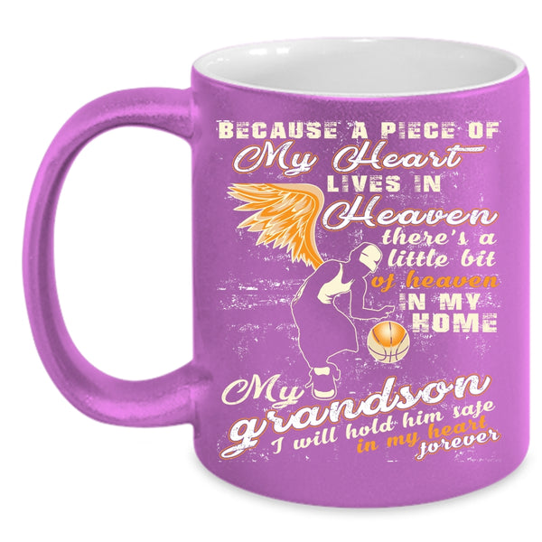 A Piece Of My Heart Lives In Heaven Coffee Mug, My Grandson Coffee Cup