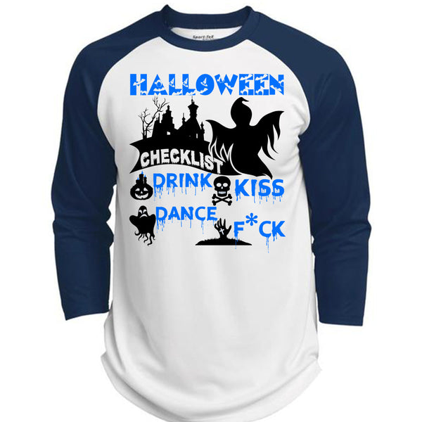 Halloween Checklist Drink Kiss Dance T Shirt, Wait For Halloween T Shirt, Awesome T-Shirts  (Polyester Game Baseball Jersey)