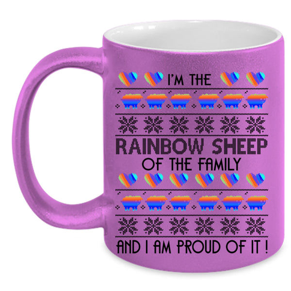I Am Proud Of It Coffee Mug, Rainbow Sheep Of The Family Accent Mug