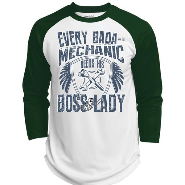 Mechanic Needs His Boss Lady T Shirt, I Love Mechanic T Shirt, Awesome T-Shirts  (Polyester Game Baseball Jersey)