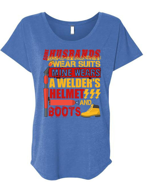 Some Husbands Wear Suits T Shirt, Being A Husband T Shirt, Cool Shirt (Ladies' Triblend Dolman Sleeve)