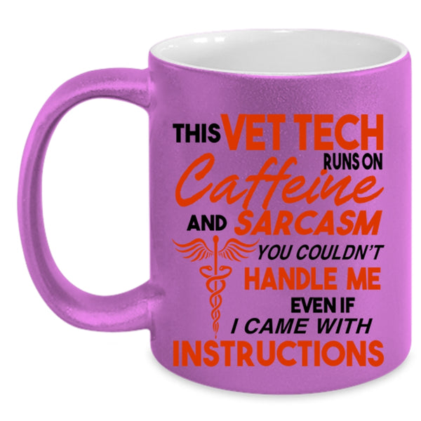 Cool Coffee Mug, This Vet Tech Runs On Caffeine Accent Mug