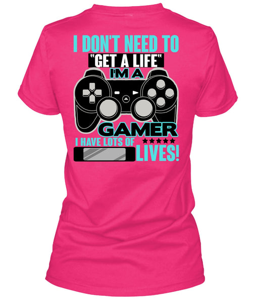 I'm A Gamer T Shirt, Get A Life T Shirt, Cool Shirt (Ladies LS Heather V-Neck)