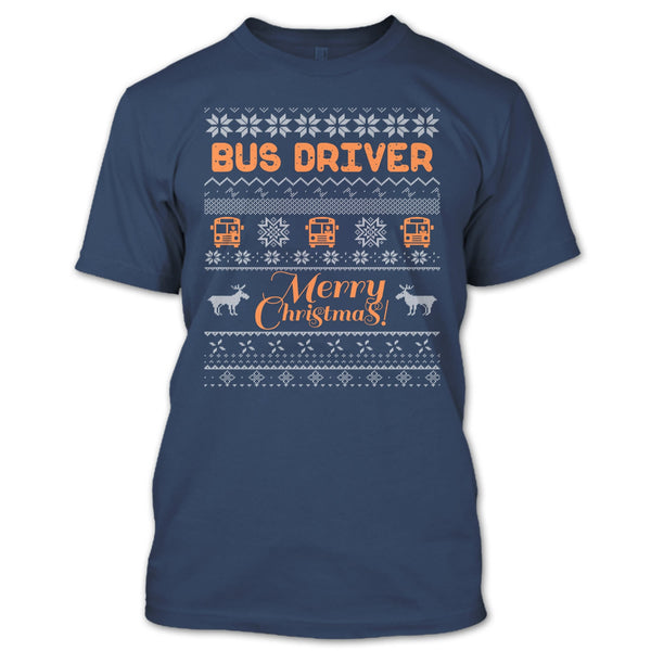 Bus Driver Merry Christmas T Shirt, Coolest Bus Driver T Shirt