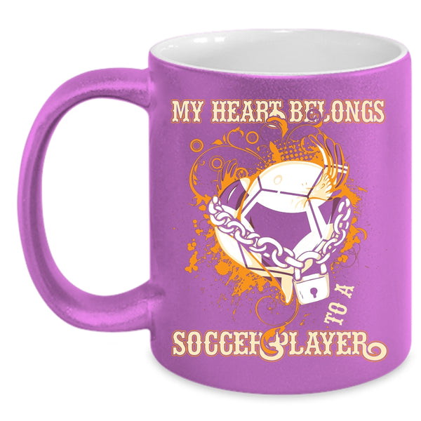 My Heart Belongs To A Soccer Player Coffee Mug, Cute Love Coffee Cup