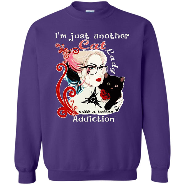 Cat Lady With A Tattoo Addiction T Shirt, Coolest Cat Lady Sweatshirt