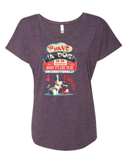 To Have A Dog Is To Know T Shirt, My Favorite T Shirt, Cool Shirt (Ladies' Triblend Dolman Sleeve)