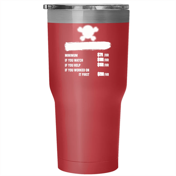 Mechanic Labor Rates Tumbler 30 oz Stainless Steel, Awesome Mechancis Travel Mug