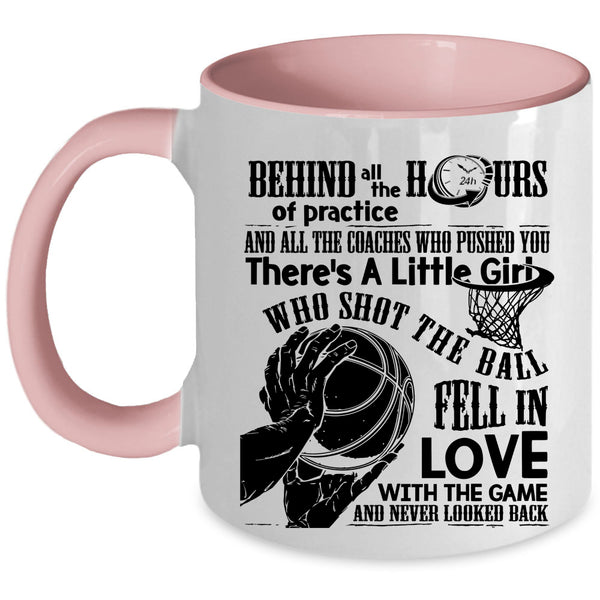 Cool Basketball Coffee Mug, Little Girl Shot The Ball Fell In Love Accent Mug