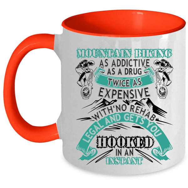 Funny Mountain Bikers Coffee Mug, Mountain Biking As Addictive Accent Mug