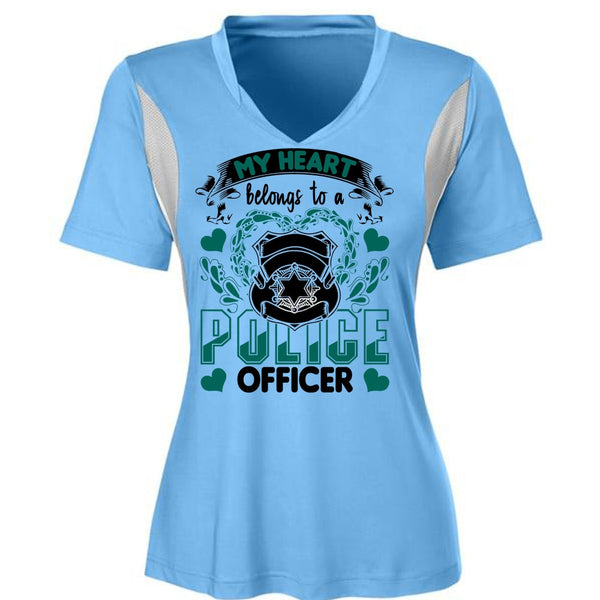 My Heart Belongs To A Police Officer T Shirt, I Love Police T Shirt, Awesome T-Shirts