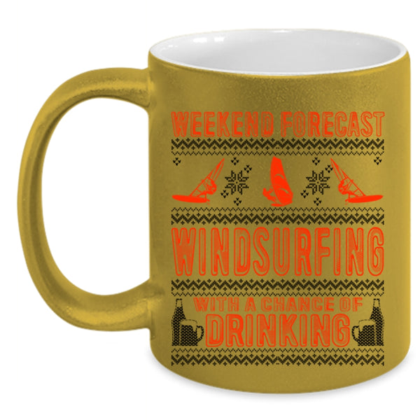 Chance Of Drinking Coffee Mug, Weekend Forecast Windsurfing Accent Mug