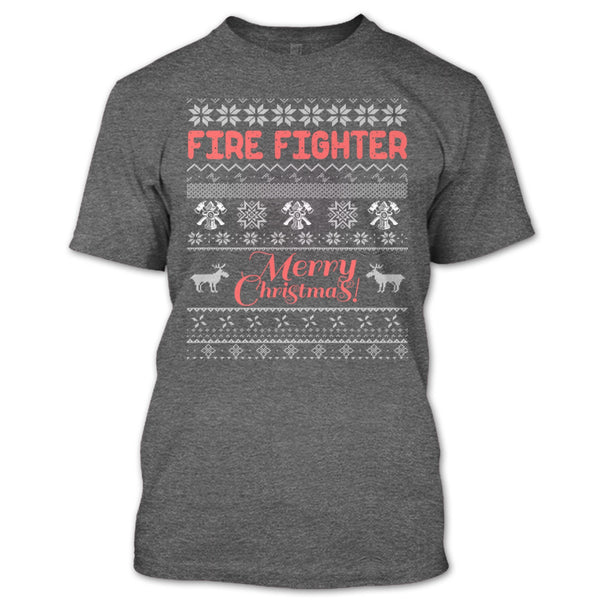 Fire Fighter Merry Christmas T Shirt, Coolest Firefighter T Shirt