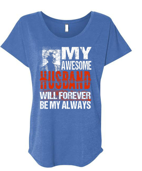 My Awesome Husband T Shirt, Being A Husband T Shirt, Cool Shirt (Ladies' Triblend Dolman Sleeve)