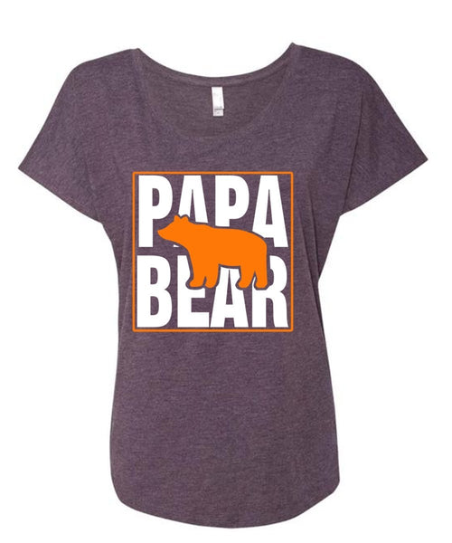 Papa Bear T Shirt, Father's Day T Shirt, Being A Papa T Shirt (Ladies' Triblend Dolman Sleeve)