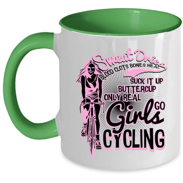 Awesome Girls Coffee Mug, Only Real Girls Go Cycling Accent Mug