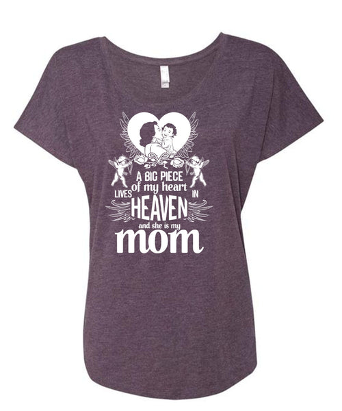 She Is My Mom T Shirt, Lives Heaven T Shirt, Cool Shirt (Ladies' Triblend Dolman Sleeve)