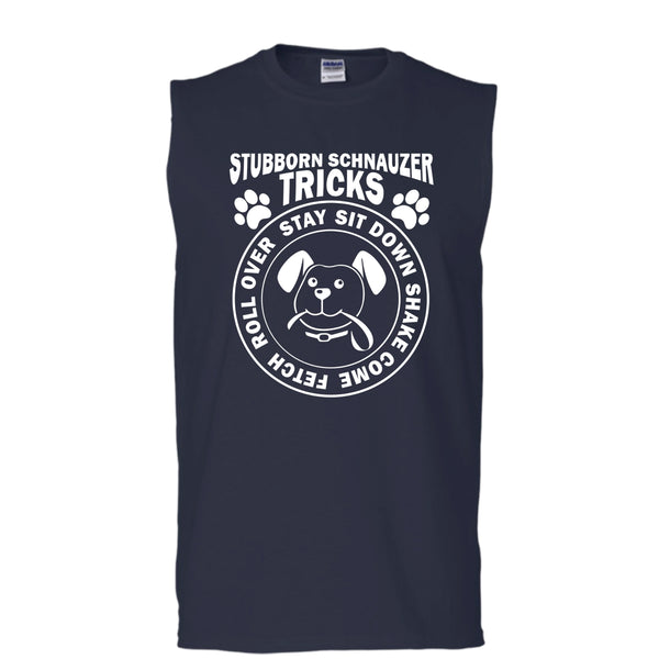 Stubborn Schnauzer Tricks Shirt, Cool Dog Shirt (Men's Cotton Sleeveless)