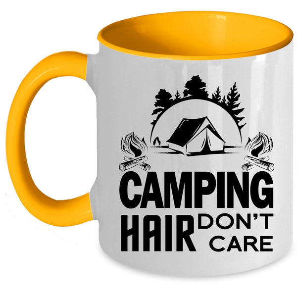 Funny Gift For Camper Coffee Mug, Camping Hair Don't Care Accent Mug