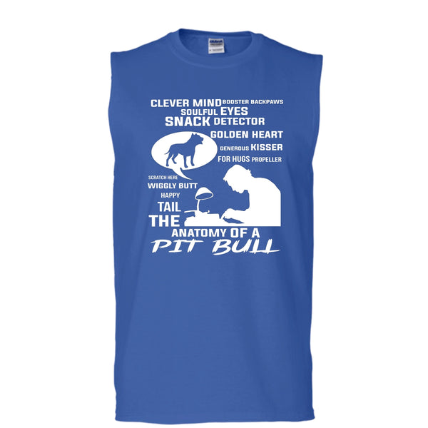 Happy Tail The Anatomy Of A Pit Bull Shirt, Cool Dog Shirt (Men's Cotton Sleeveless)