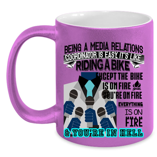 Cool Job Title Coffee Mug, Being A Media Relations Coordinator Accent Mug
