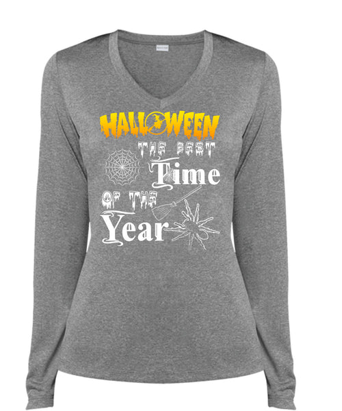 Halloween The Best Time Of The Year T Shirt, I Love You Pumpkin T Shirt, Cool Shirt (Ladies LS Heather V-Neck)