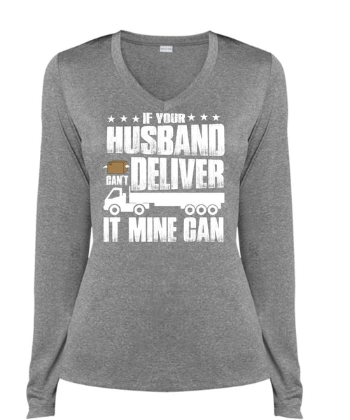 If Your Husband T Shirt, Being A Husband T Shirt, Cool Shirt (Ladies LS Heather V-Neck)